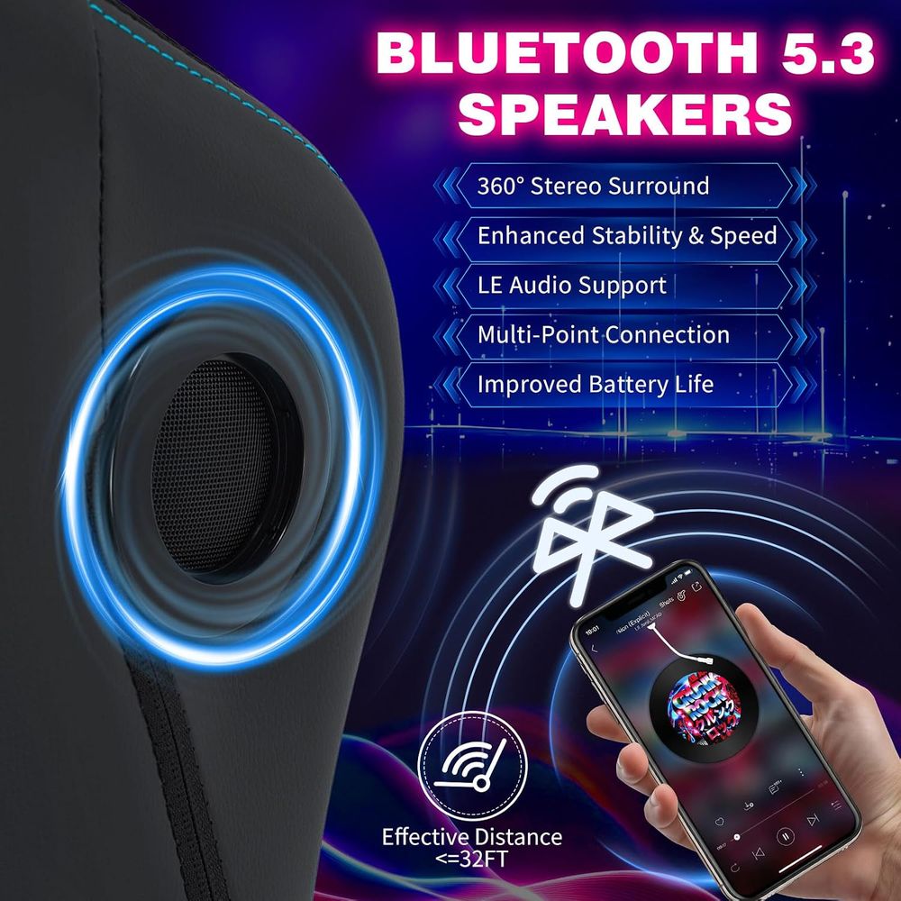 Silla Gamer con Luces LED, Alt - Bluetooth Speaker reseña y precio